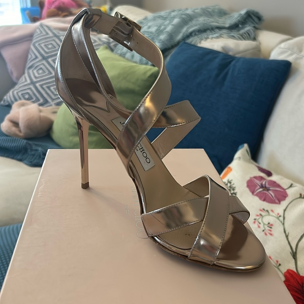 Jimmy choo Lottie mirror leather nude